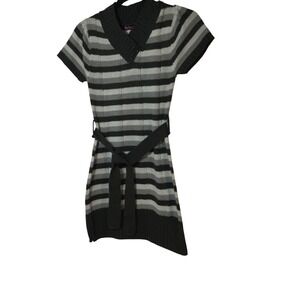 Dollhouse Striped Knit Dress Short Sleeve Belted V Neck Casual Kids Size 14-16